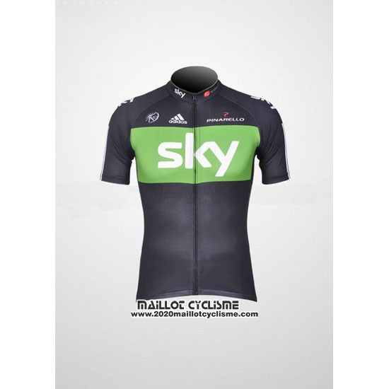 2012 Maillot Ciclismo Sky Noir et Vert Manches Courtes et Cuissard